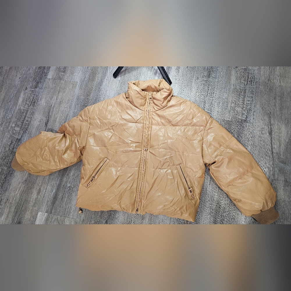 Tan Puffer Jacket - Picture 3 of 9